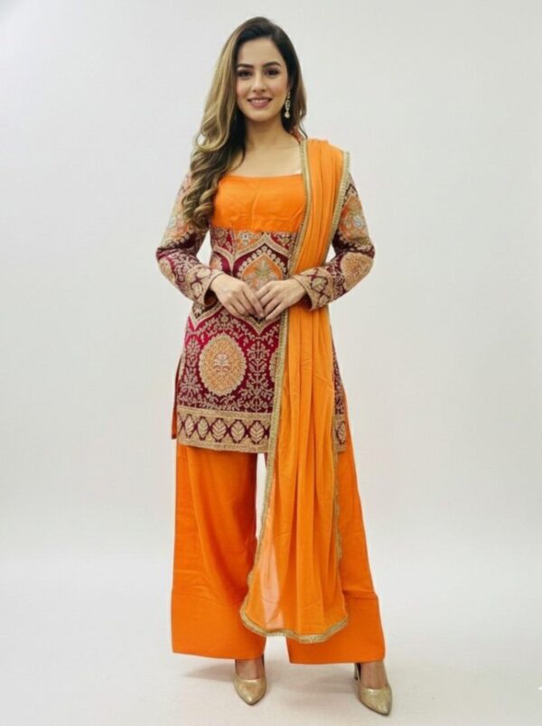 orange suit front look